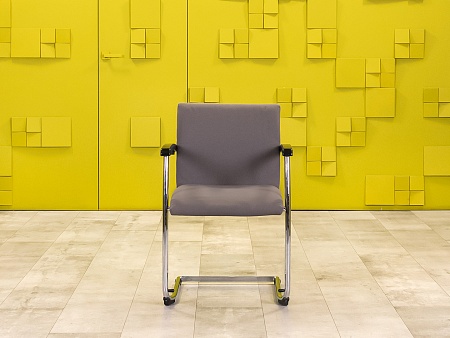 Конференц кресло для переговорной на полозьях BENE Ткань Серый Австрия_КДТС-05092