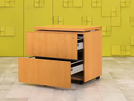 Офисная тумба для оргтехники 800x600x750 ЛДСП Ольха Выдвижные ящики Импорт_ТО2ЯЛ-200923