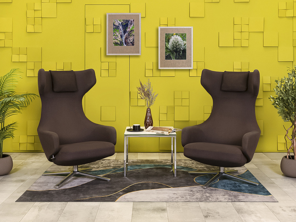 Комплект из 2-х мягких кресел Vitra Ткань Коричневый Швейцария  КНТК-24026