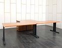 Купить Комплект офисной мебели стол с тумбой  1 600х1 840х720 ЛДСП Ольха   (СПУЛК-02021(2раб.мест.))